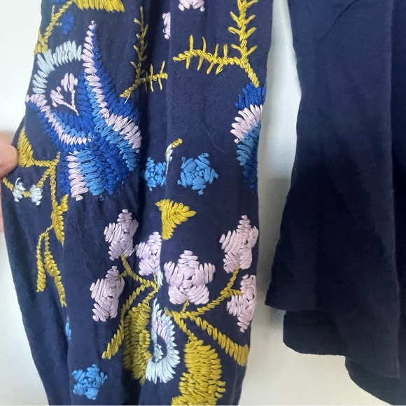 Free people embroidered navy cropped tie top - Picture 6 of 7